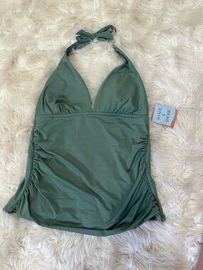 Shade & Shore Olive Green Halter Swim Top XL 16